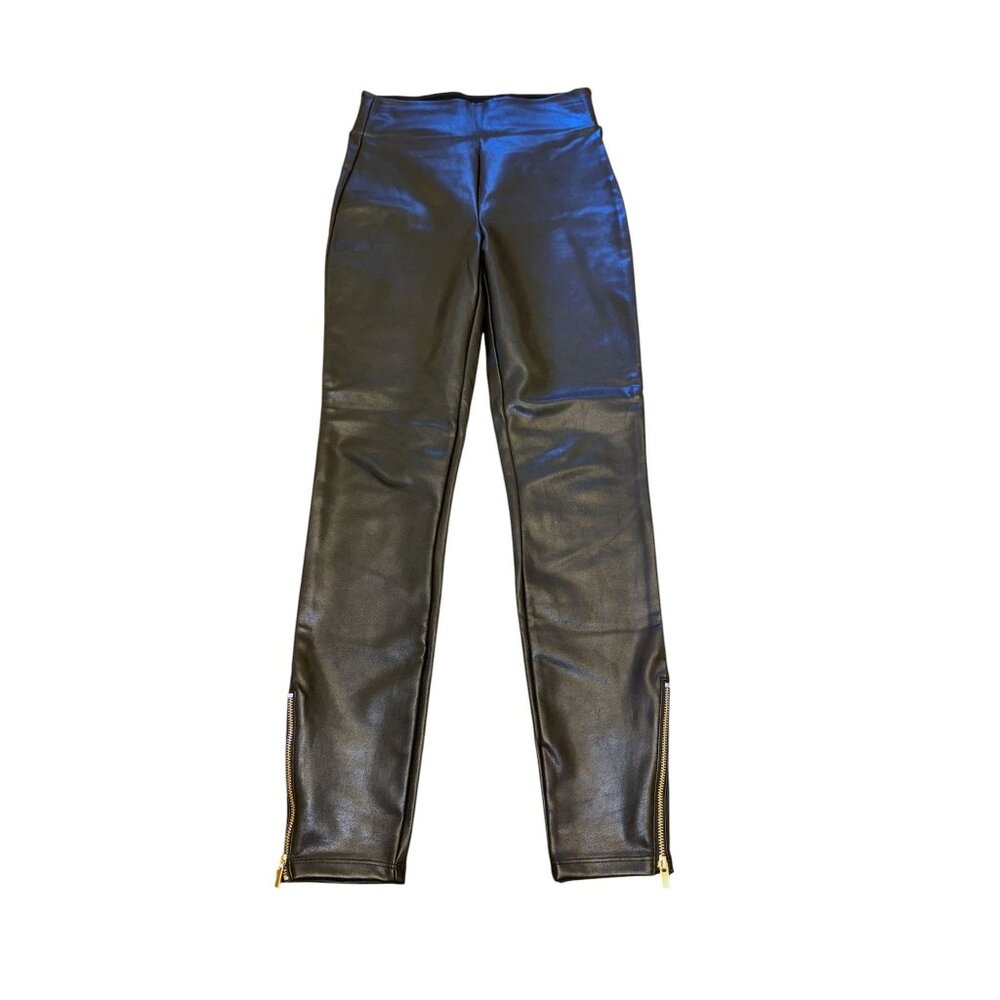 Abercrombie & Fitch Black Leather-Like Skinny Pants With Ankle Zippers XS